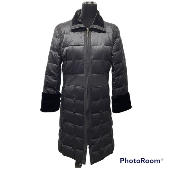 VIA SPIGA DOWN LONG PUFFER COAT Black size Small - Picture 1 of 8